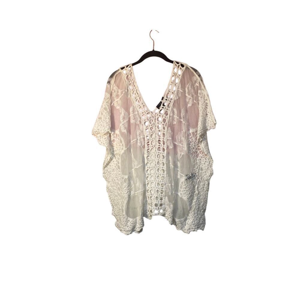 Rafaella women’s Boho crocheted white lace top size large